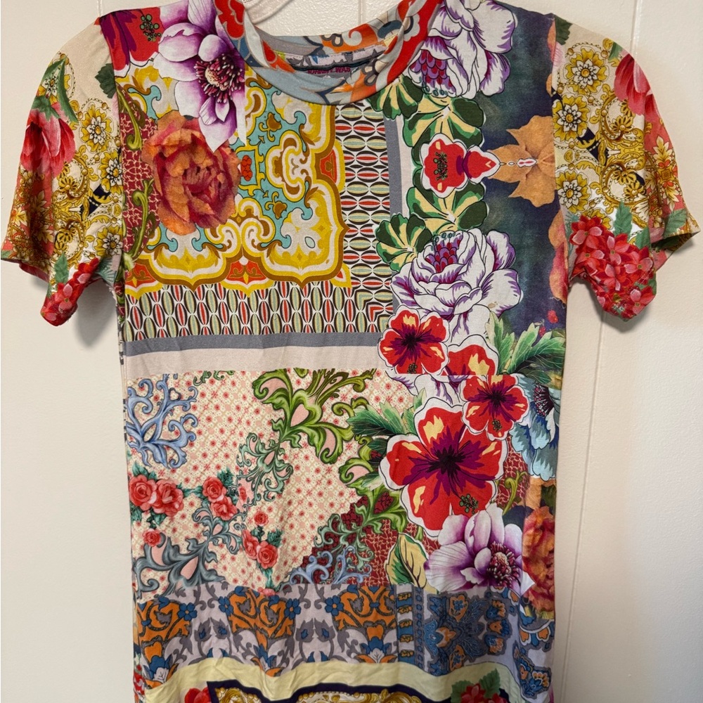 Johnny Was Multicolor Patchwork Top